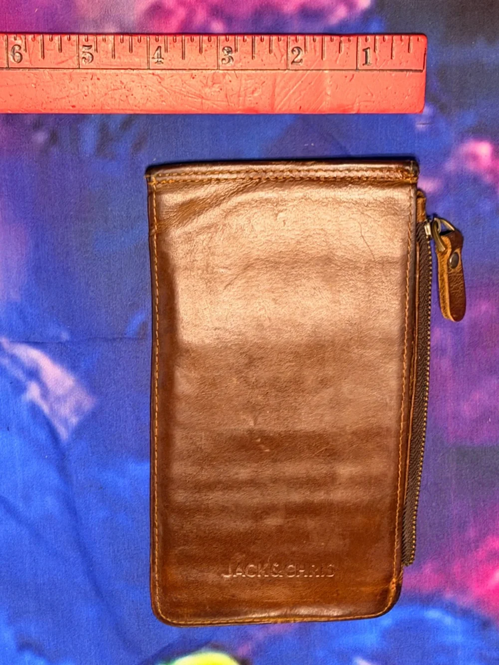 Jack & Chris Brown Leather Credit Card  Organizer Wallet with Zip Coin Pouch